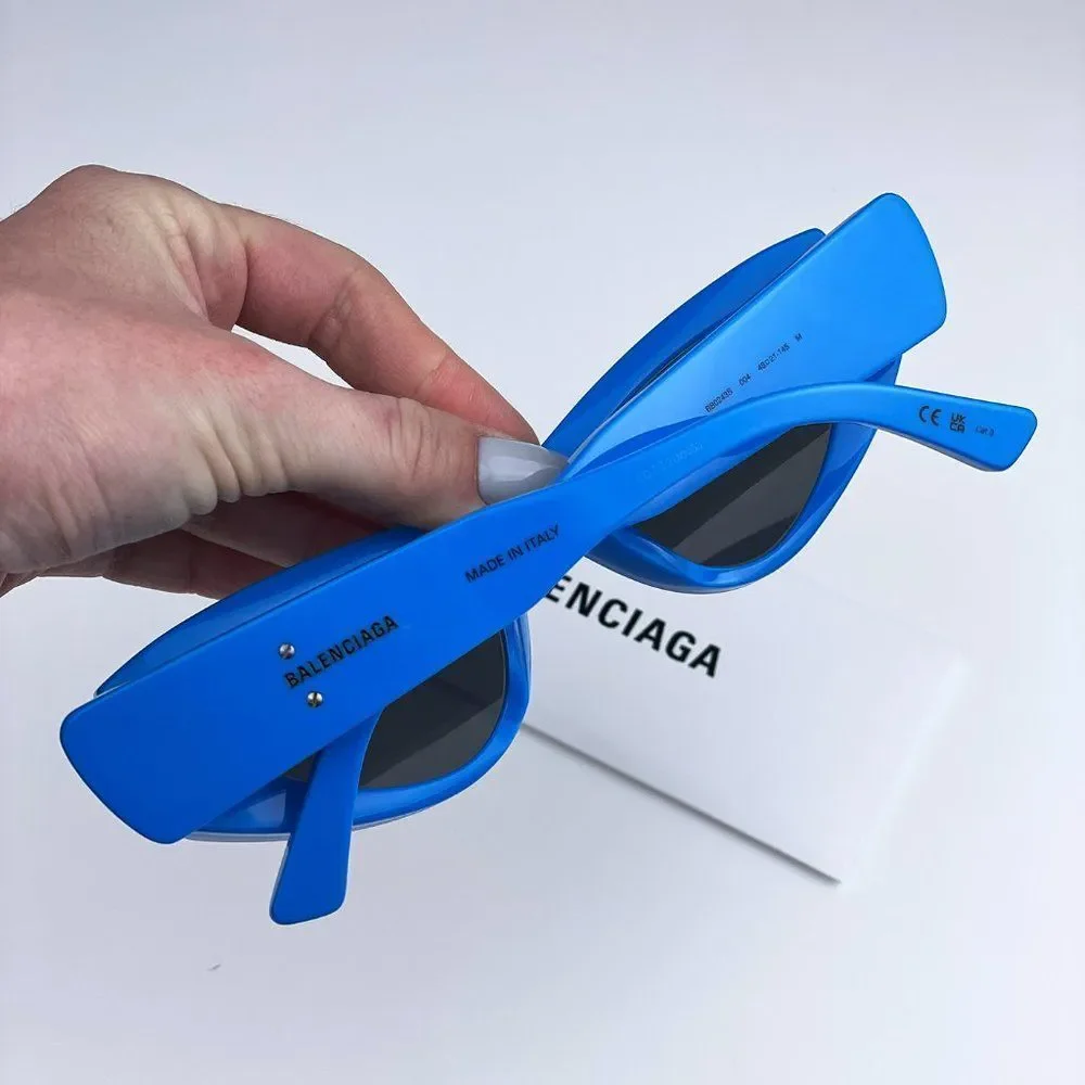 Balenciaga BB0243S 004 Sunglasses Blue Grey Cat Eye Unisex
